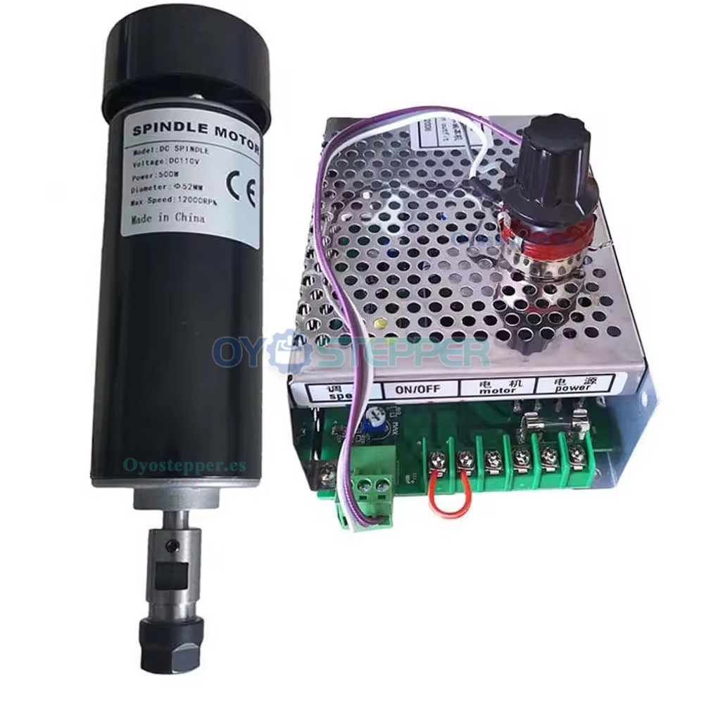 Kit de husillo CNC de 500W ER11 12000rpm refrigerado por aire con fuente de alimentaci&oacute;n para PCB